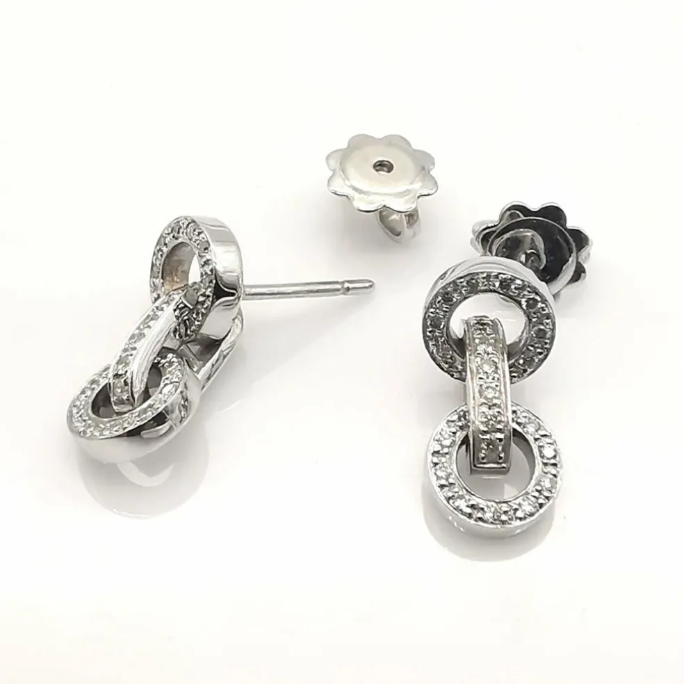 Boucles d'oreilles or blanc diamants