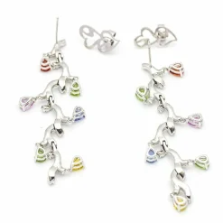 Boucles d'oreilles Or blanc Diamants Saphirs