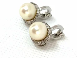 Boucles d'oreilles Or blanc Perles Diamants