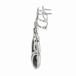 Boucles d'Oreilles Or Blanc Diamants et Onyx