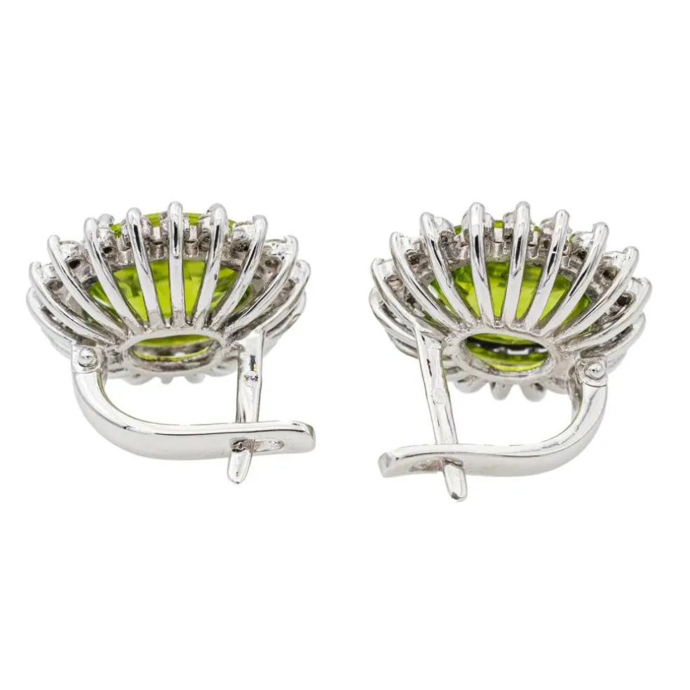 Boucles d'oreilles Or blanc Péridot