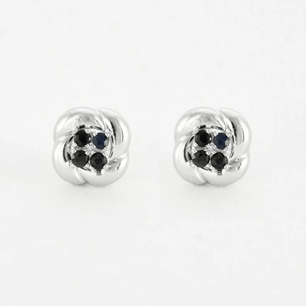 Boucles d'oreilles or blanc saphirs