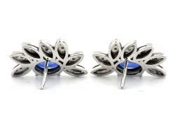 Boucles d'oreilles or blanc avec saphirs et diamants