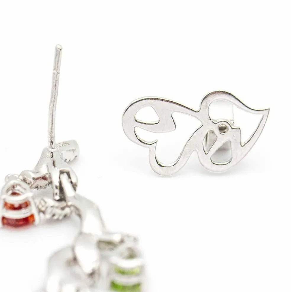 Boucles d'oreilles Or blanc Diamants Saphirs