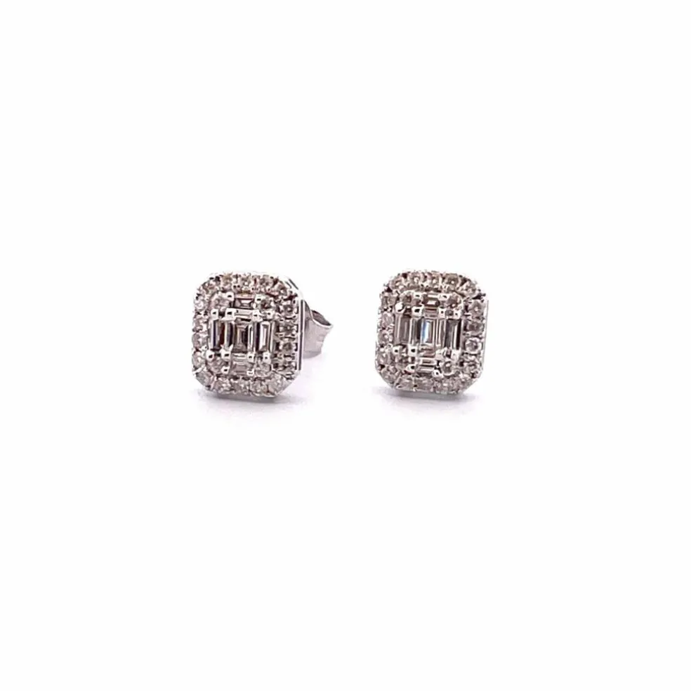 Boucles d’oreilles or blanc diamants