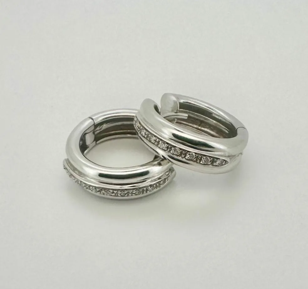 Boucles d'oreilles or blanc & diamants