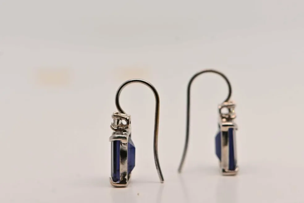 Boucles d'oreilles Or Blanc Iolite Diamants