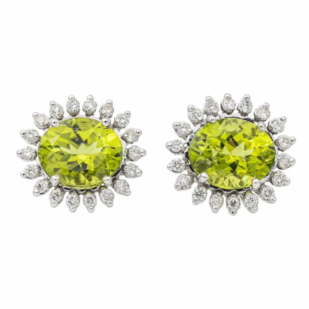 Boucles d'oreilles Or blanc Péridot