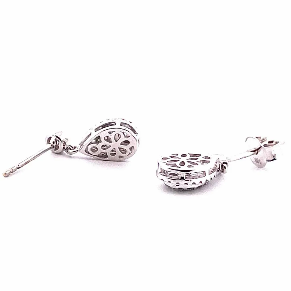 Boucles d’oreilles or blanc diamants forme goutte