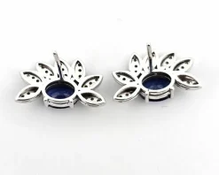 Boucles d'oreilles or blanc avec saphirs et diamants