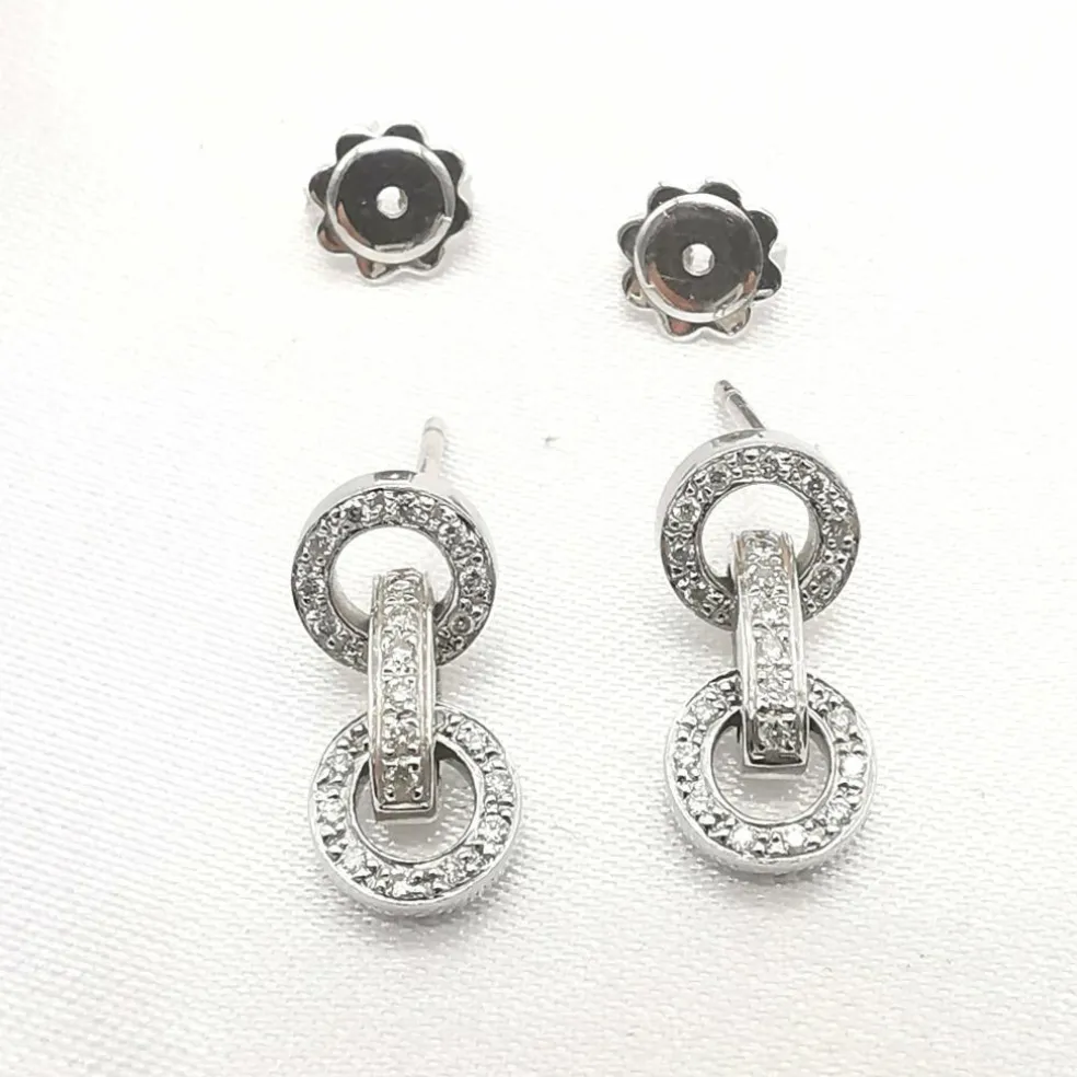 Boucles d'oreilles or blanc diamants