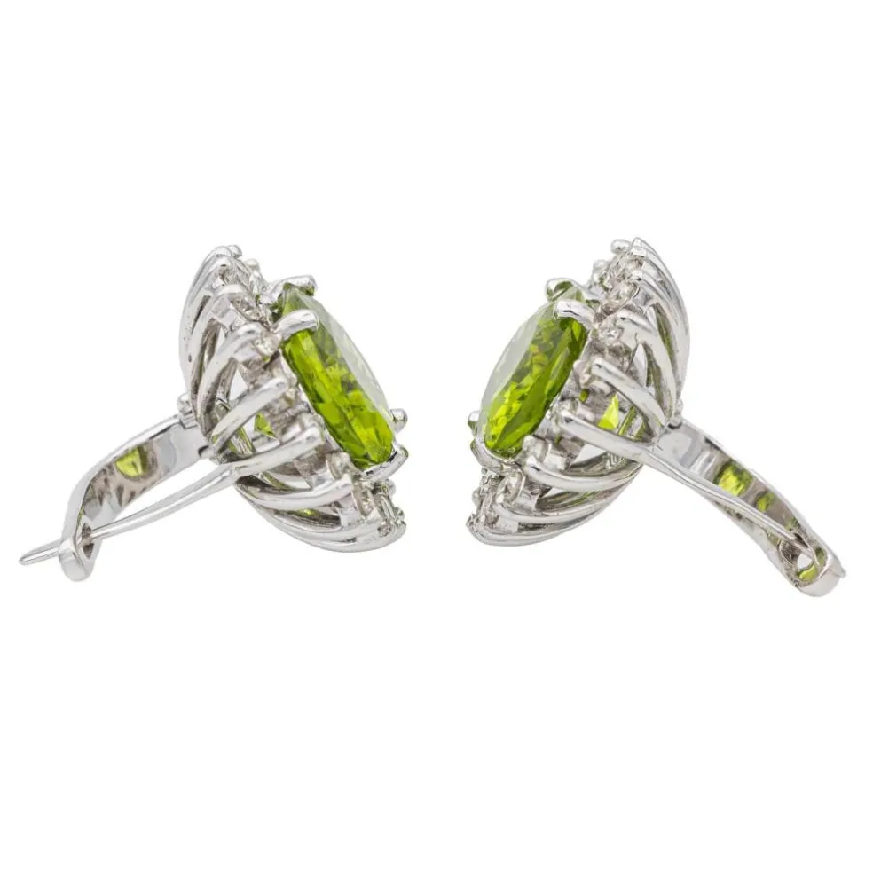Boucles d'oreilles Or blanc Péridot