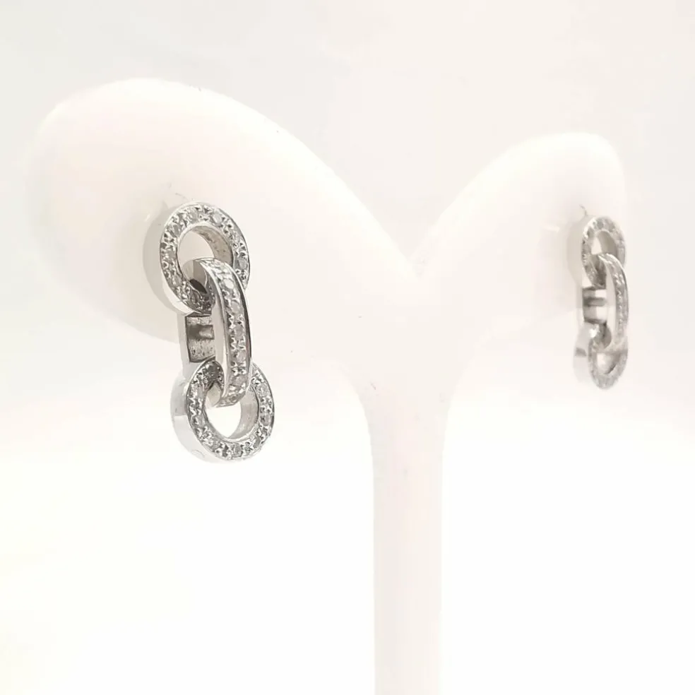 Boucles d'oreilles or blanc diamants