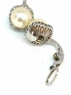 Boucles d'oreilles Or blanc Perles Diamants