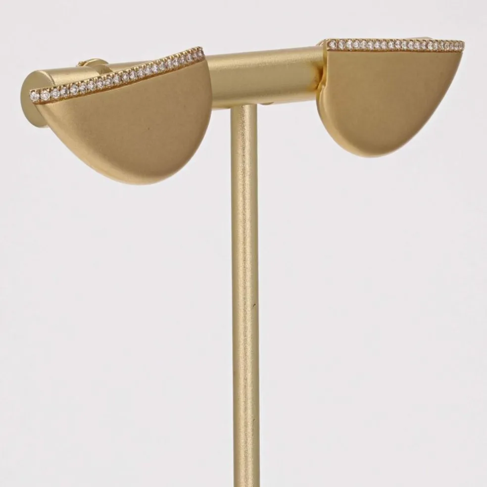 Boucles d'oreilles or brossé et diamants Ofée