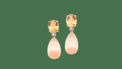 Boucles d'oreilles Or Citrine Saphir Rose