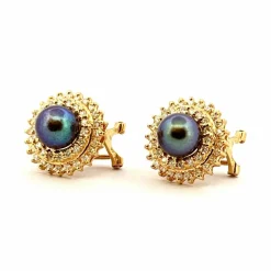 Boucles d’oreilles or, diamants, perles de Tahiti