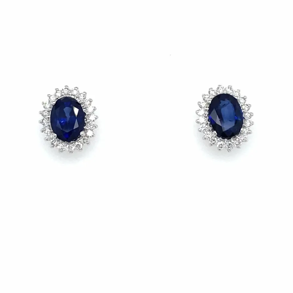 Boucles d'oreilles Or Diamants Saphir