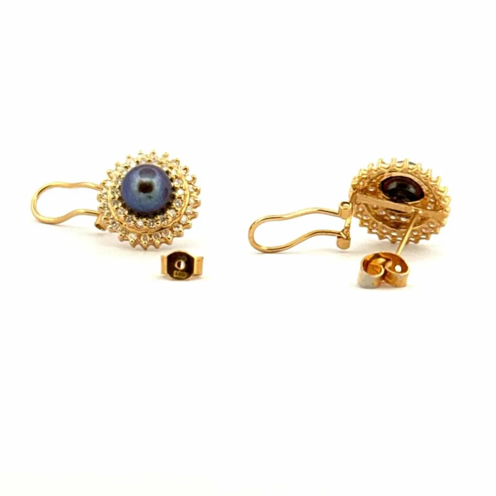Boucles d’oreilles or, diamants, perles de Tahiti