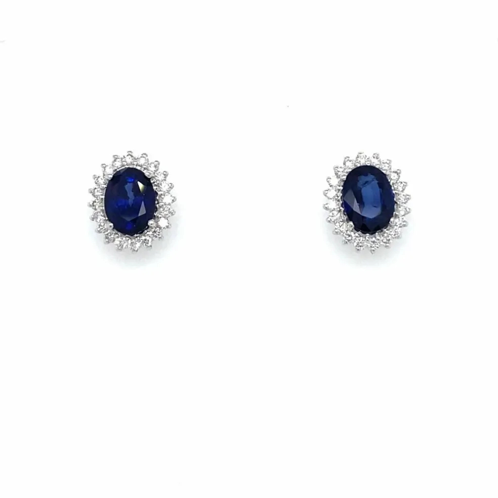 Boucles d'oreilles Or Diamants Saphir