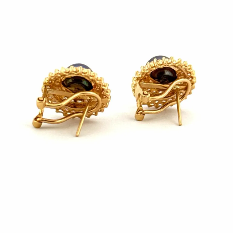 Boucles d’oreilles or, diamants, perles de Tahiti