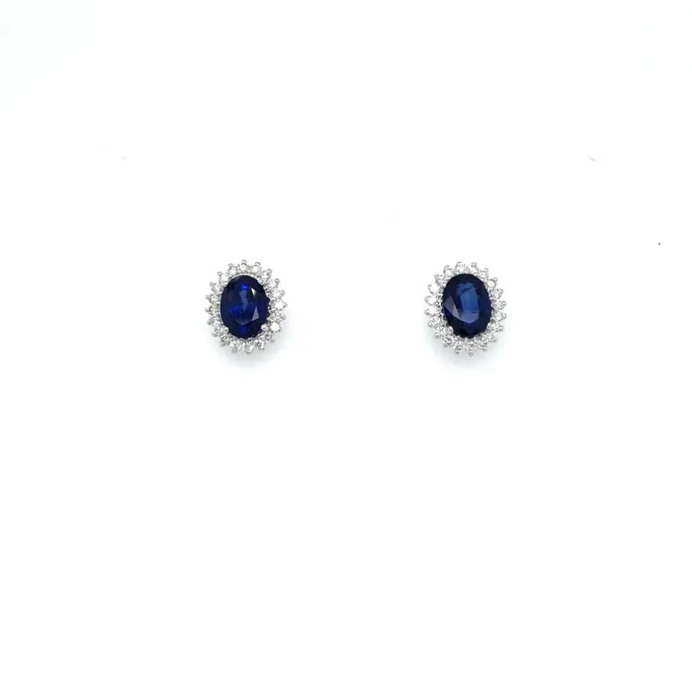 Boucles d'oreilles Or Diamants Saphir