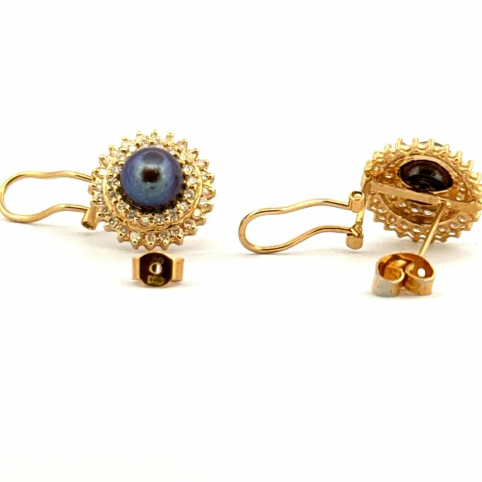 Boucles d’oreilles or, diamants, perles de Tahiti