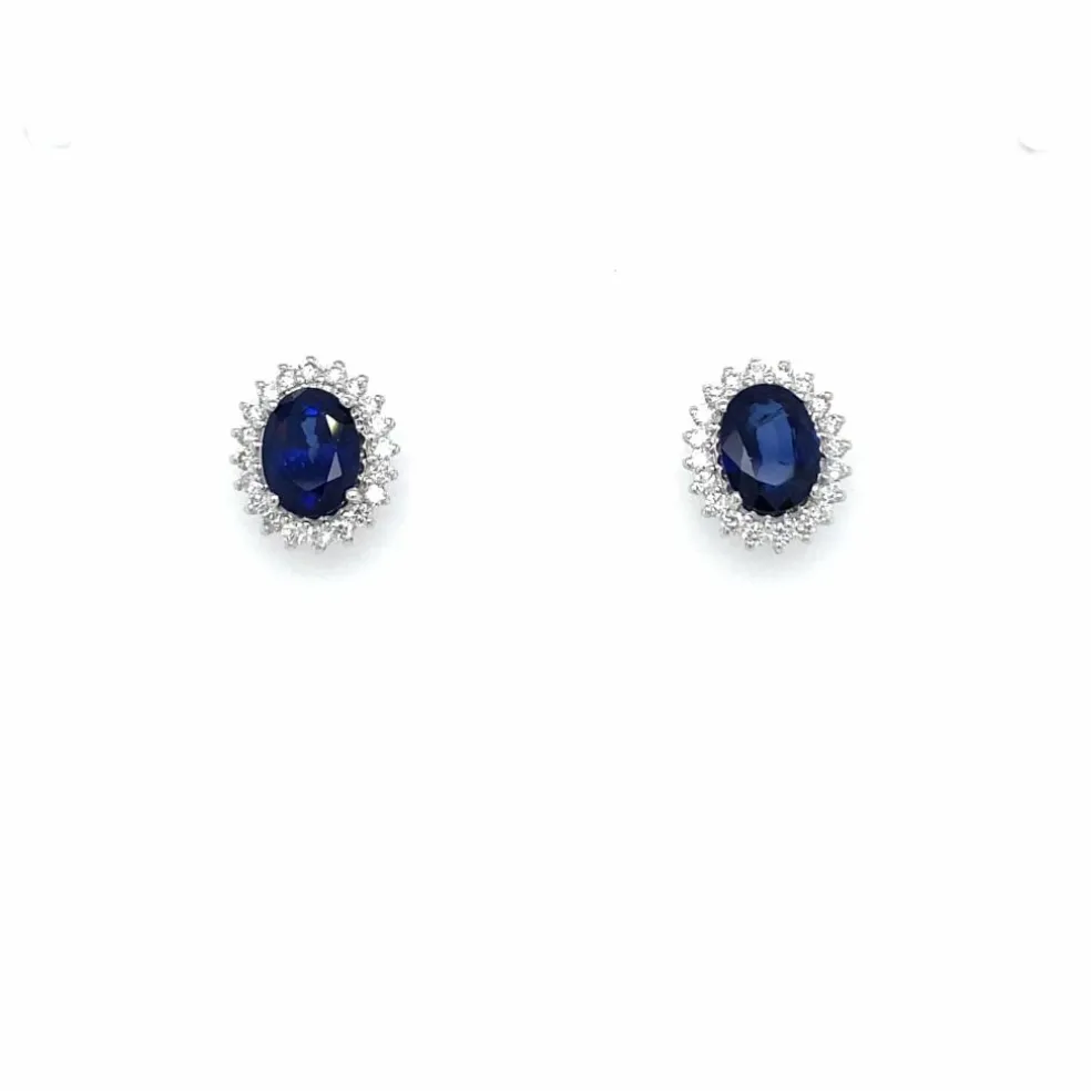 Boucles d'oreilles Or Diamants Saphir