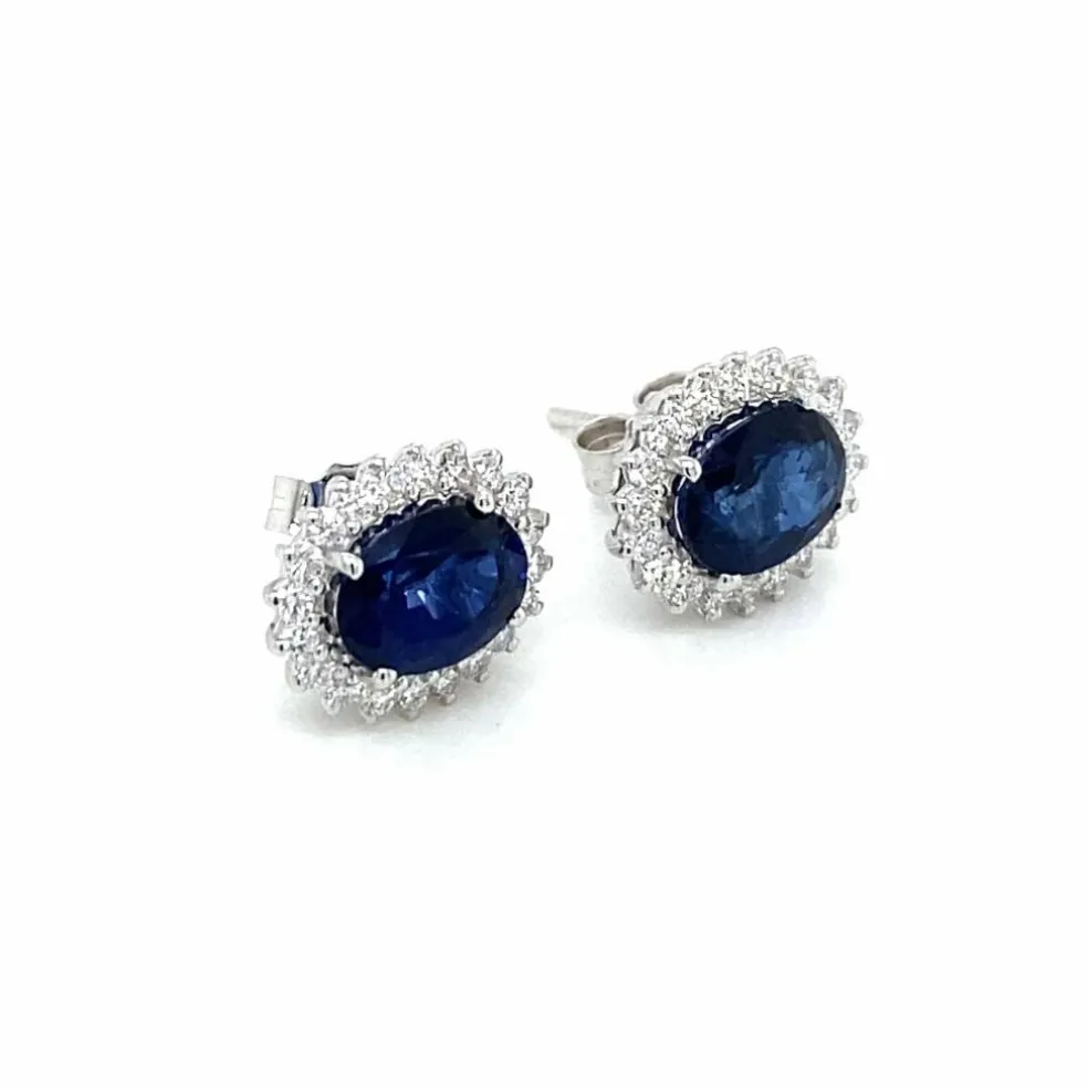 Boucles d'oreilles Or Diamants Saphir
