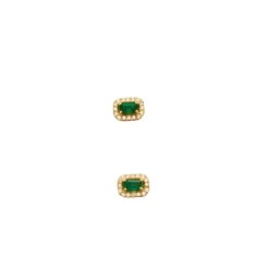 Boucles d'oreilles Or Emeraude et Diamants