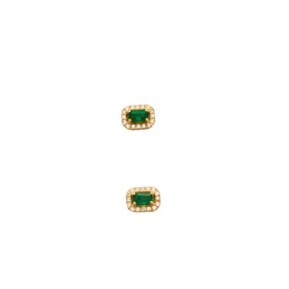 Boucles d'oreilles Or Emeraude et Diamants