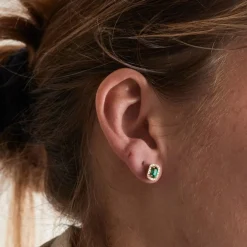 Boucles d'oreilles Or Emeraude et Diamants