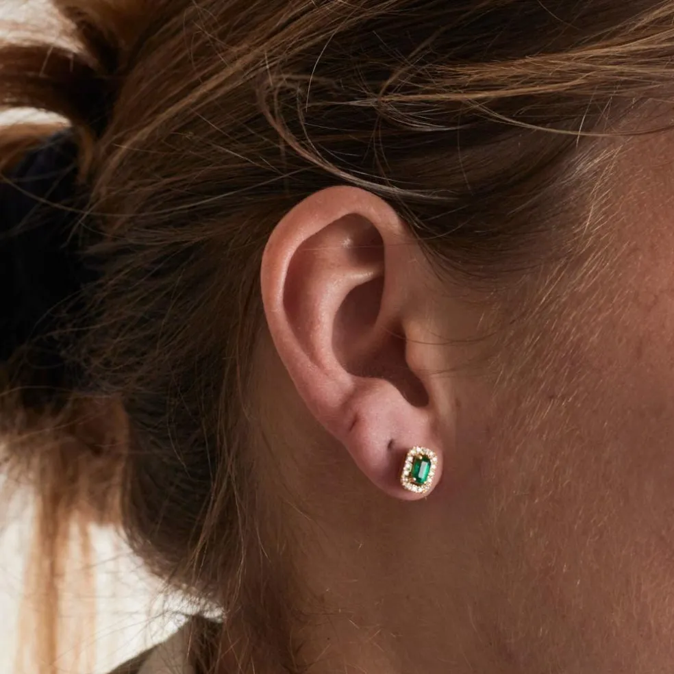 Boucles d'oreilles Or Emeraude et Diamants