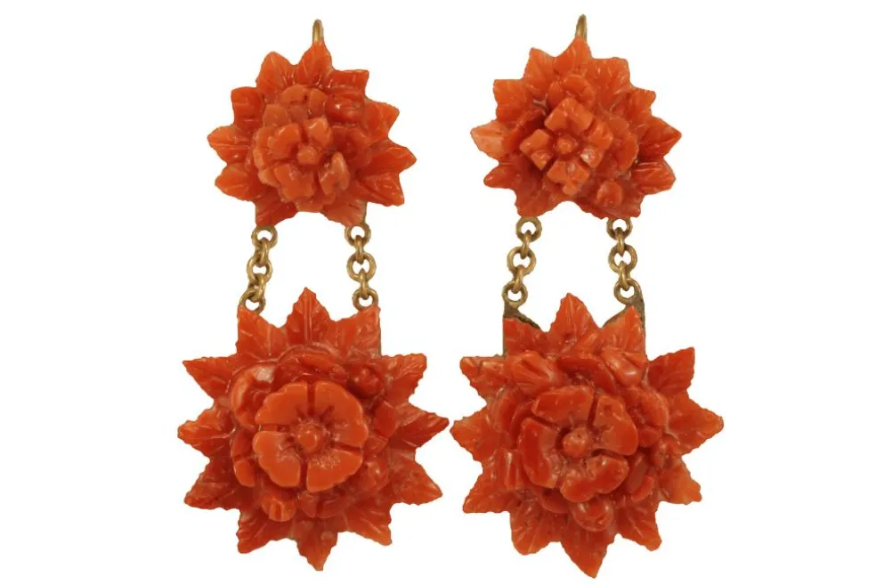 Boucles d'oreilles Or et Corail