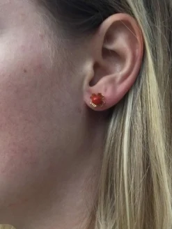 Boucles d'Oreilles Or Et Corail