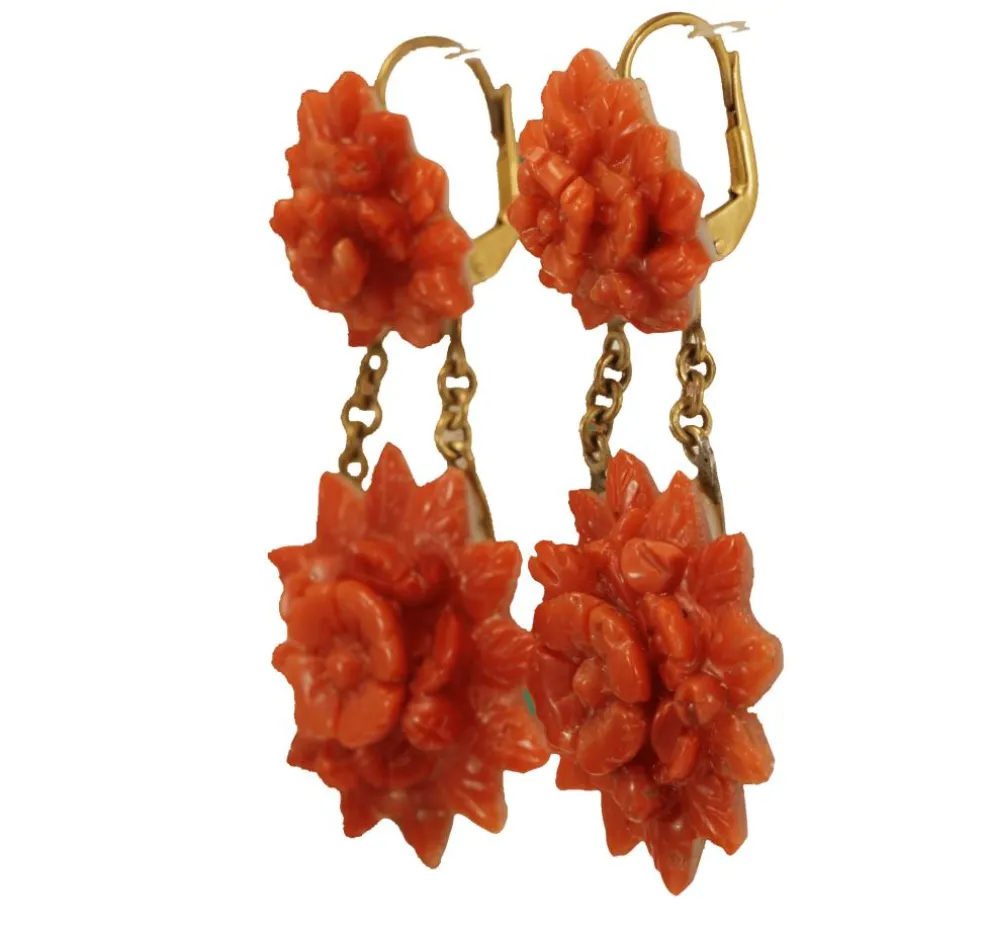 Boucles d'oreilles Or et Corail