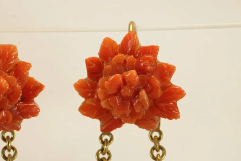 Boucles d'oreilles Or et Corail