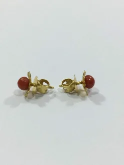 Boucles d'Oreilles Or Et Corail
