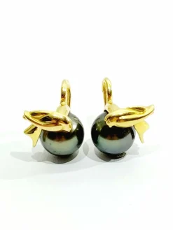 Boucles d'Oreilles Or Et Perles De Tahiti