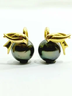 Boucles d'Oreilles Or Et Perles De Tahiti