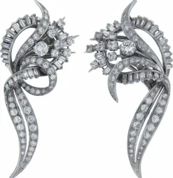 Boucles d'oreilles or gris diamants