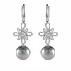 BOUCLES D'OREILLES OR GRIS PERLES ET DIAMANTS