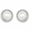 Boucles d'oreilles Or gris Perle et Diamants