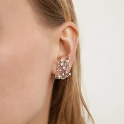 Boucles d'oreilles, or gris, diamants