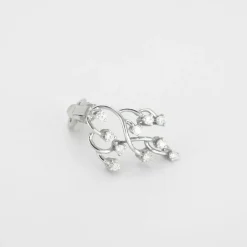 Boucles d'oreilles, or gris, diamants