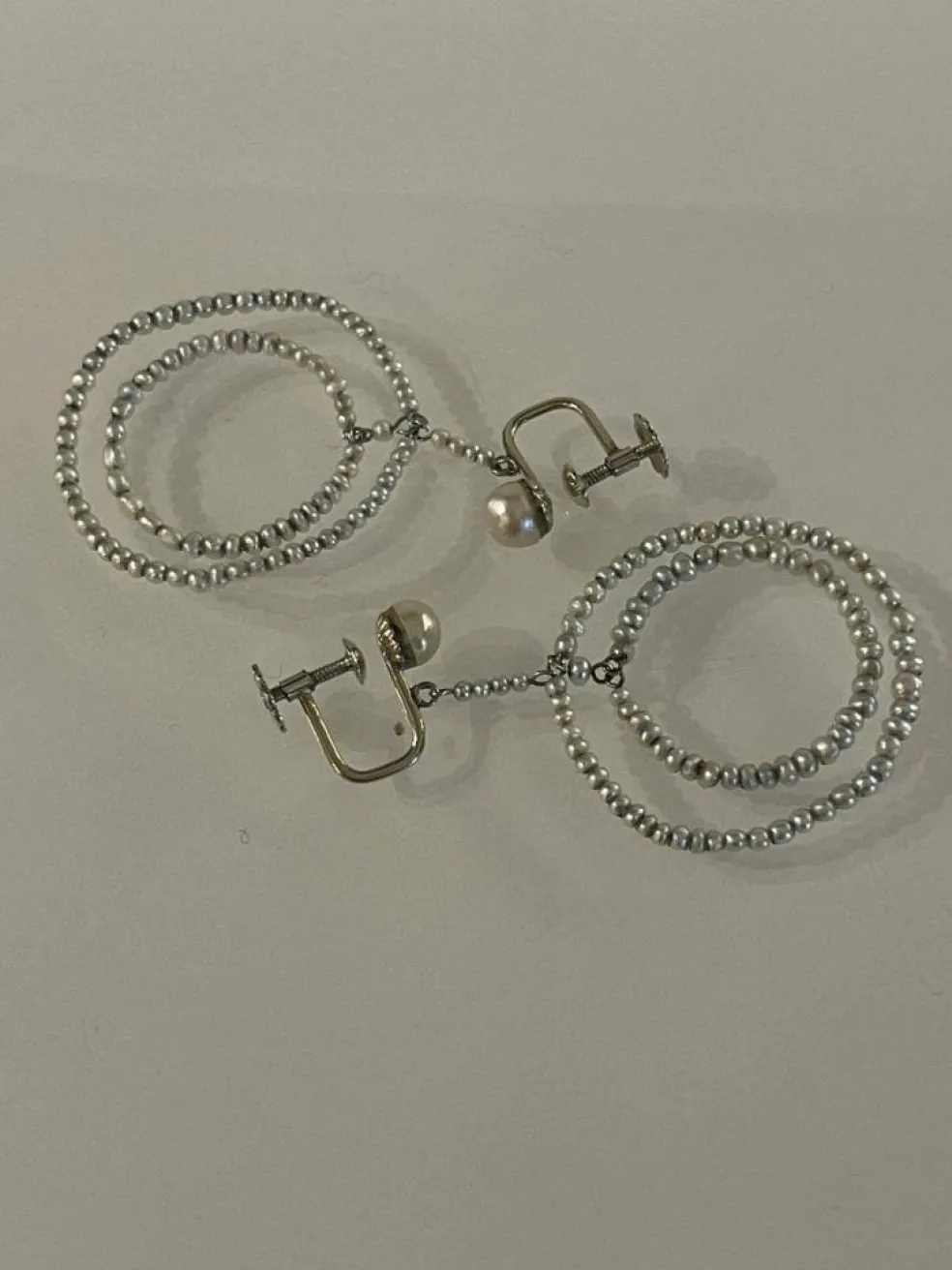 Boucles d'Oreilles Or Gris Perles Fines