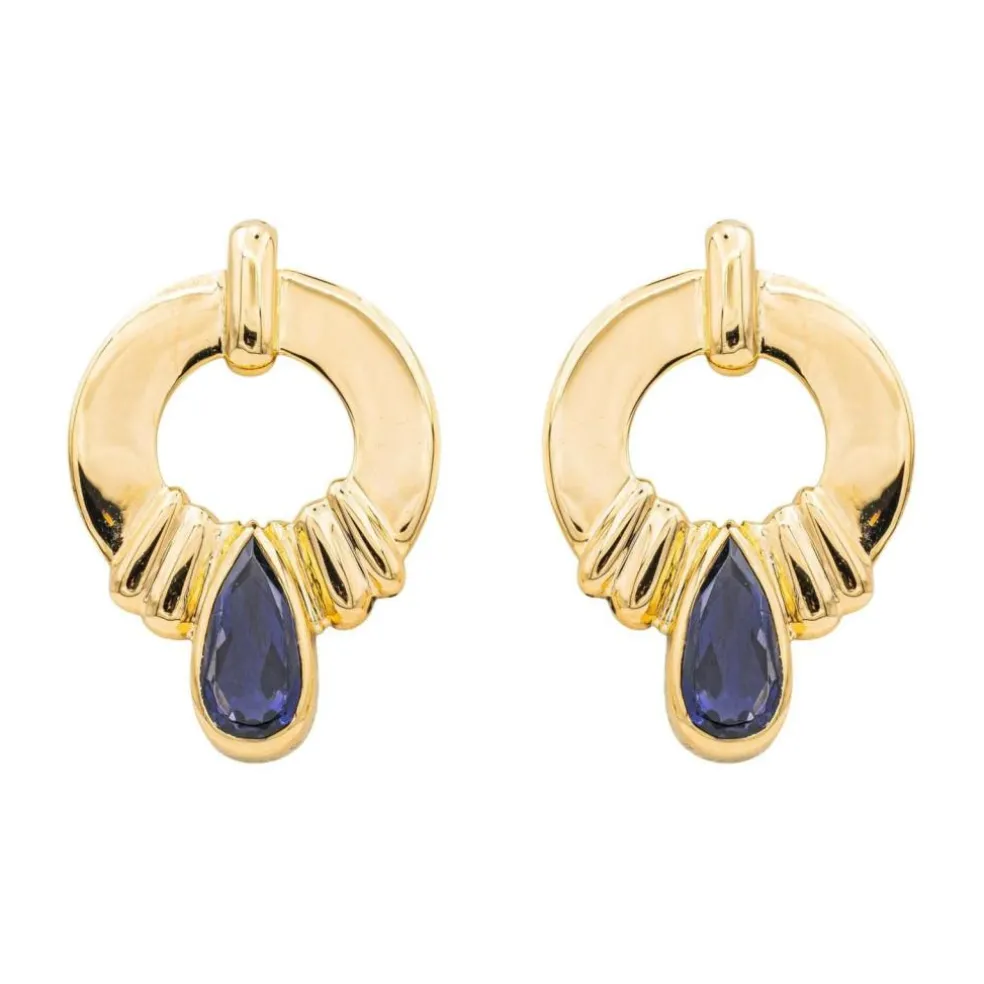 Boucles d'oreilles Or jaune Cordiérite