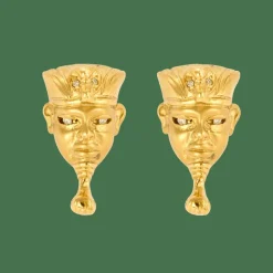 BOUCLES D'OREILLES OR JAUNE MOTIF EGYPTIEN