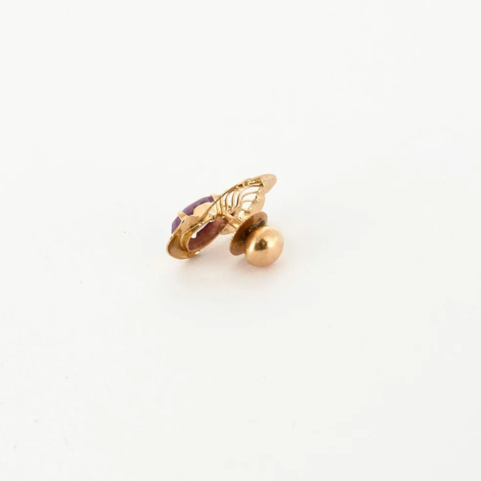 Boucles d'oreilles or jaune amethyste