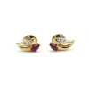 Boucles d'oreilles or jaune diamants rubis